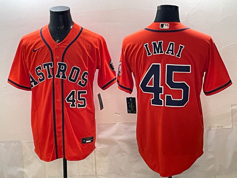 Men 2026 Houston Astros #45 Imai Orange Game Nike MLB Jersey style 004->houston astros->MLB Jersey